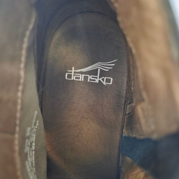 Dansko Black Nubuck Platform Heeled Cut Out Peep Toe Booties Shoes EUC 8.5-9 - Picture 11 of 12